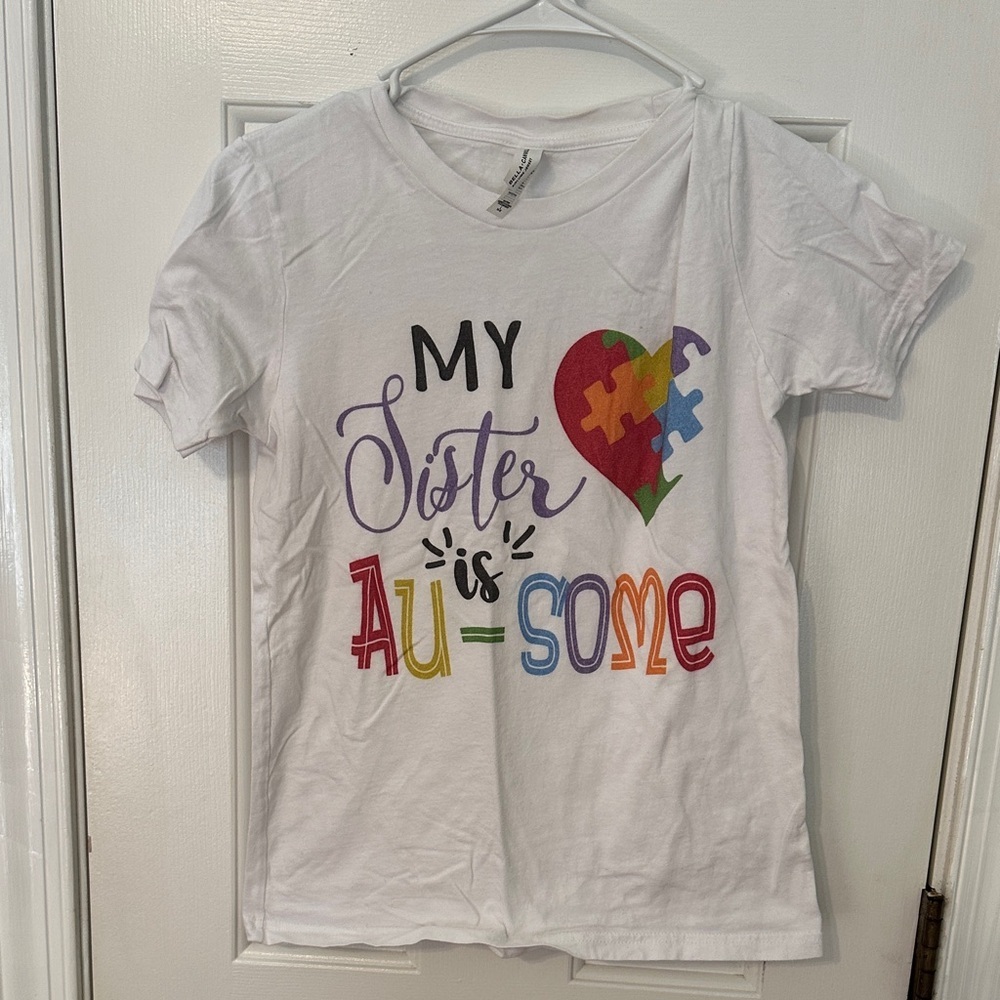 White Kids Shirt with Colorful Print Autism